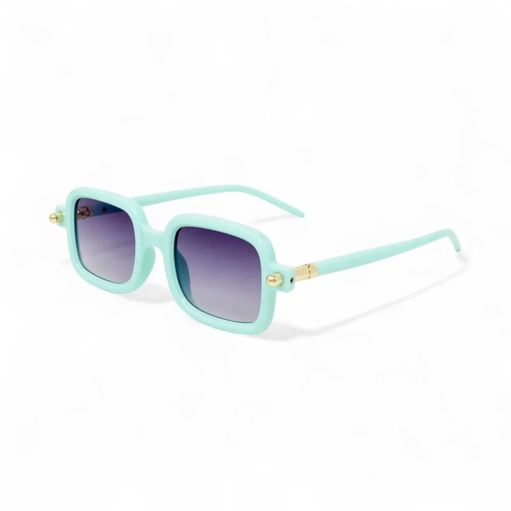 Retro Rectangle Sunglasses for Kids: Teal